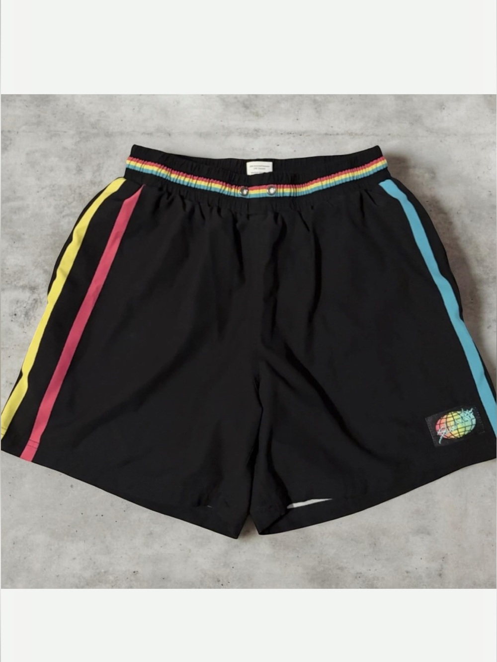 Slunks Bocce volleyball shorts rainbow black Medium
